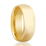 Shiny Polished Gold Tungsten Couple Matching Ring with Domed Edges - 4MM - 9MM