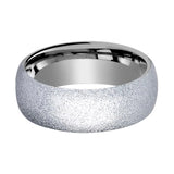 QUARTZ | Silver Tungsten Ring, Sandblasted Crystalline Finish, Domed