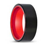 SOLORIS | Red Ring, Black Tungsten Ring, Shiny, Flat