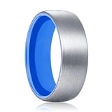 SONIC | Blue Ring, Silver Tungsten Ring, Brushed, Domed