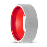 SOPRANO | Red Ring, White Tungsten Ring, Brushed, Flat