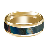 Spectrolite Inlaid Men's 14k Yellow Gold Polished Wedding Band