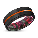 TACOMA | Green & Red Wood, Black Tungsten Rings