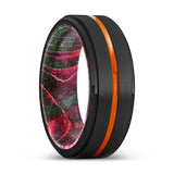 TACOMA | Green & Red Wood, Black Tungsten Ring