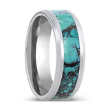TURKIS | Tungsten Ring, Turquoise Spider, Beveled Polished Edges