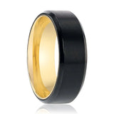 VELVET | Gold Ring, Black Titanium, Beveled Edges