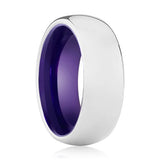 VIOLA | Purple Ring, Silver Tungsten Ring, Shiny, Domed