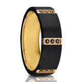 XANDER | Black Titanium Ring Triple Black Diamond Setting