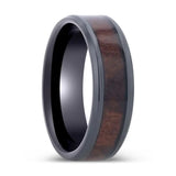 YOSEMITE | Titanium Ring, Redwood Inlay, Polished Beveled Edges