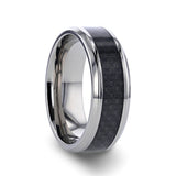 Black Carbon Fiber Inlay Titanium Wedding Band - 8 mm