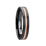 VENICE | Black Ceramic Ring Rose Gold Groove