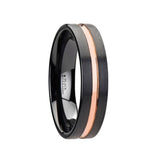 VENICE | Black Ceramic Ring Rose Gold Groove