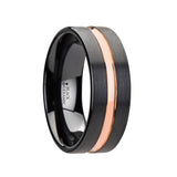 VENICE | Black Ceramic Ring Rose Gold Groove