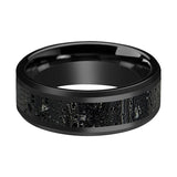 ALEXANDER | Ceramic Ring Black & Gray Lava Rock Stone Inlay