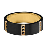 XANDER | Black Titanium Ring Triple Black Diamond Setting