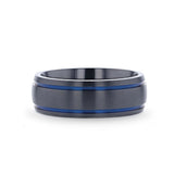 SHERIFF | Titanium Ring Blue Grooves