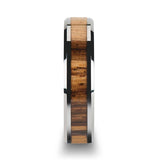 Zebra Wood Inlaid Couple Matching Wedding Band with Beveled Edges - 4MM - 10MM