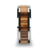 Zebra Wood Inlaid Couple Matching Wedding Band with Beveled Edges - 4MM - 10MM