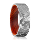 ARTFUL | Silver Hammered Titanium Ring Zebra Wood