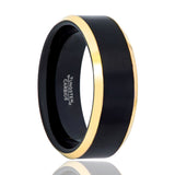 AERGLO | Tungsten Ring Black and Yellow Gold