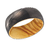 FOXTAIL | Damascus Steel Ring Olive Wood