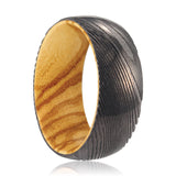 FOXTAIL | Damascus Steel Ring Olive Wood