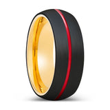 ACROBA | Gold Tungsten Ring Red Groove