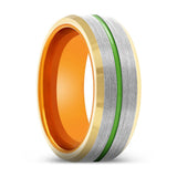 CRUSADER | Orange Aluminum Ring Green Groove Gold Beveled Edges