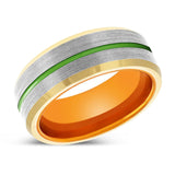 CRUSADER | Orange Aluminum Ring Green Groove Gold Beveled Edges