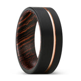 AEON | Wenge Wood Ring Rose Gold Offset Groove