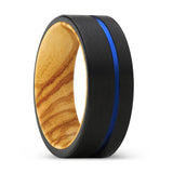 ALPINE | Olive Wood Ring Blue Offset Groove