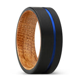 ALPHA | Whiskey Barrel Wood Ring Blue Offset Groove