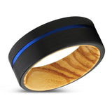 ALPINE | Olive Wood Ring Blue Offset Groove