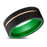 ROYALTY | Green Aluminum Ring Rose Gold Offset Groove